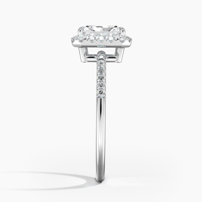 1.25 Karat Radiant Halo Tasarım Tektaş Laboratuvar Pırlanta Yüzük 18K - Valora - Bold Diamonds