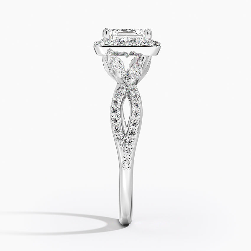 1.30 Karat Asscher Halo Tasarım Tektaş Laboratuvar Pırlanta Yüzük 18K -Coronae - Bold Diamonds