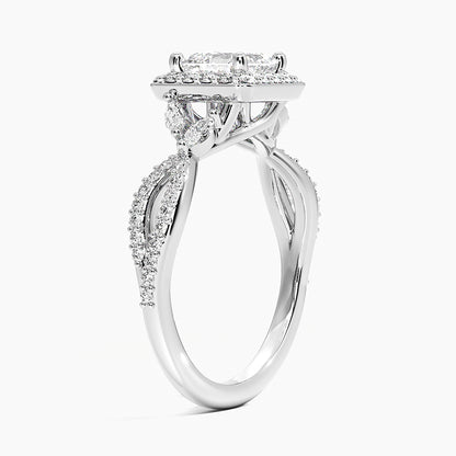 1.30 Karat Asscher Halo Tasarım Tektaş Laboratuvar Pırlanta Yüzük 18K -Coronae - Bold Diamonds