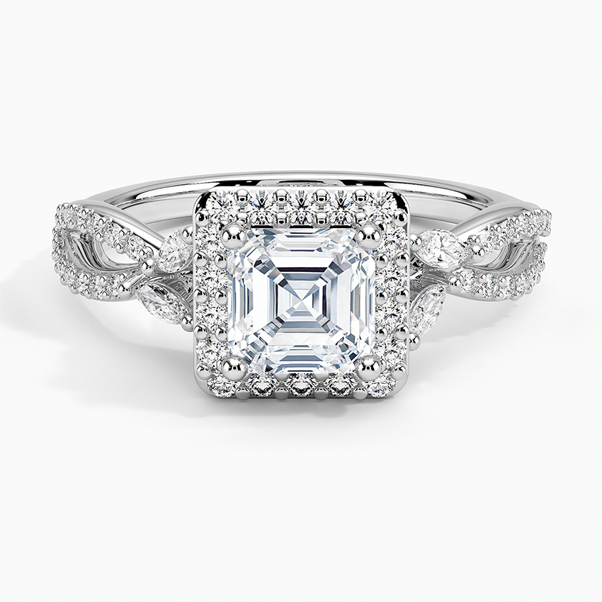1.30 Karat Asscher Halo Tasarım Tektaş Laboratuvar Pırlanta Yüzük 18K -Coronae - Bold Diamonds