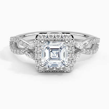 1.30 Karat Asscher Halo Tasarım Tektaş Laboratuvar Pırlanta Yüzük 18K -Coronae - Bold Diamonds