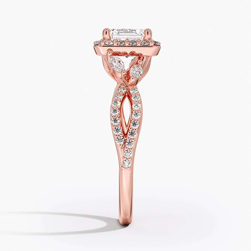 1.30 Karat Asscher Halo Tasarım Tektaş Laboratuvar Pırlanta Yüzük 18K -Coronae - Bold Diamonds