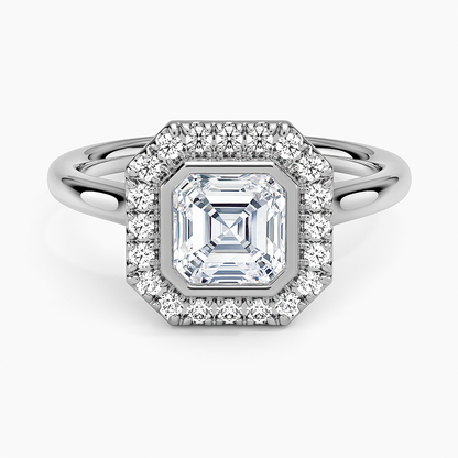 1,30 Karat Asscher Halo Tasarım Tektaş Laboratuvar Pırlanta Yüzük 18K - Eterna - Bold Diamonds
