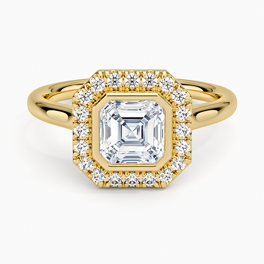 1,30 Karat Asscher Halo Tasarım Tektaş Laboratuvar Pırlanta Yüzük 18K - Eterna - Bold Diamonds