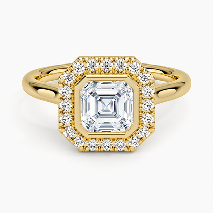 1,30 Karat Asscher Halo Tasarım Tektaş Laboratuvar Pırlanta Yüzük 18K - Eterna - Bold Diamonds