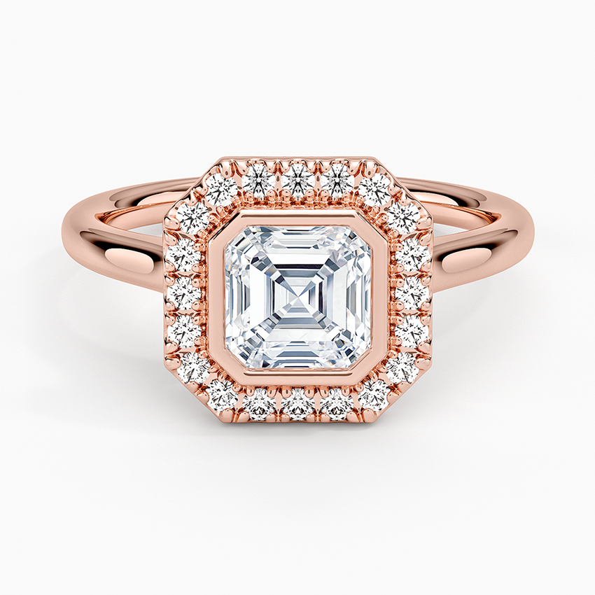 1,30 Karat Asscher Halo Tasarım Tektaş Laboratuvar Pırlanta Yüzük 18K - Eterna - Bold Diamonds