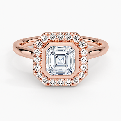 1,30 Karat Asscher Halo Tasarım Tektaş Laboratuvar Pırlanta Yüzük 18K - Eterna - Bold Diamonds