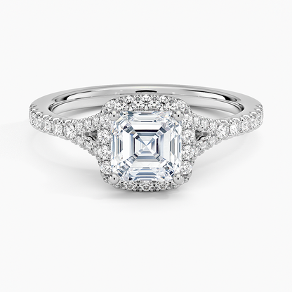 1,30 Karat Asscher Halo Tasarım Tektaş Laboratuvar Pırlanta Yüzük 18K -Novara - Bold Diamonds