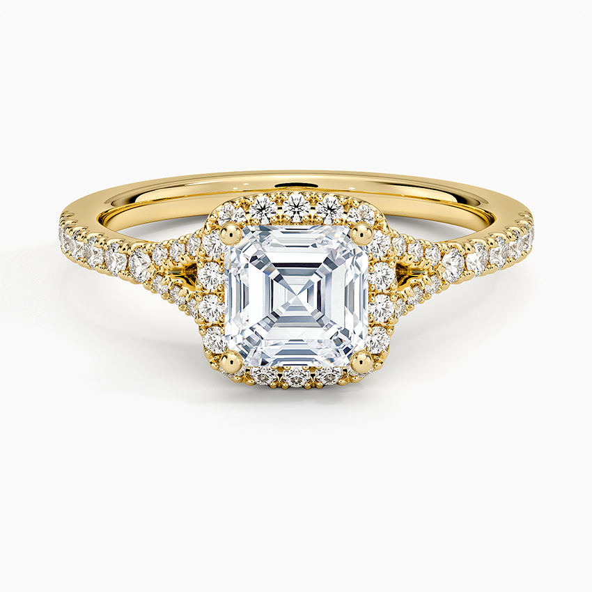 1,30 Karat Asscher Halo Tasarım Tektaş Laboratuvar Pırlanta Yüzük 18K -Novara - Bold Diamonds