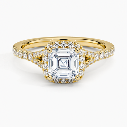 1,30 Karat Asscher Halo Tasarım Tektaş Laboratuvar Pırlanta Yüzük 18K -Novara - Bold Diamonds