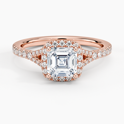 1,30 Karat Asscher Halo Tasarım Tektaş Laboratuvar Pırlanta Yüzük 18K -Novara - Bold Diamonds