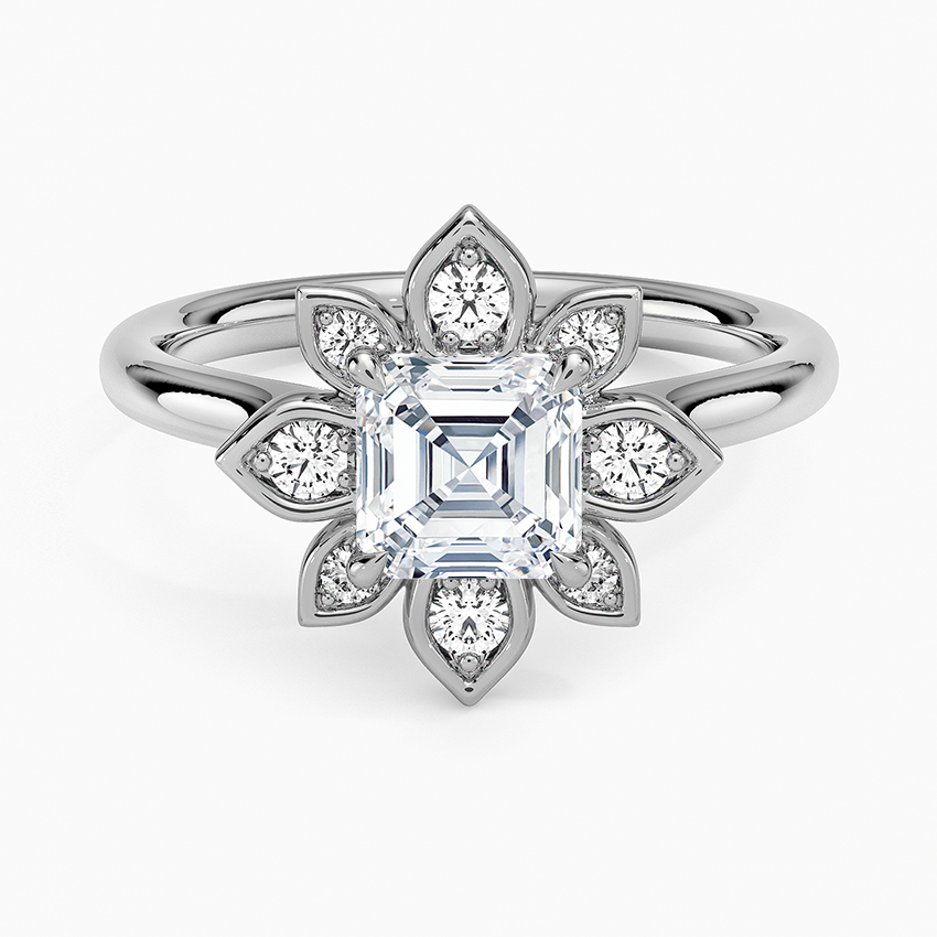 1,30 Karat Asscher Halo Tasarım Tektaş Laboratuvar Pırlanta Yüzük 18K - Solara - Bold Diamonds
