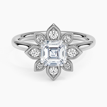 1,30 Karat Asscher Halo Tasarım Tektaş Laboratuvar Pırlanta Yüzük 18K - Solara - Bold Diamonds