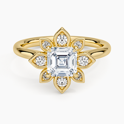 1,30 Karat Asscher Halo Tasarım Tektaş Laboratuvar Pırlanta Yüzük 18K - Solara - Bold Diamonds