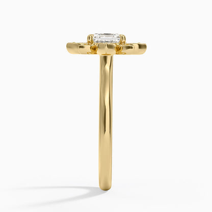 1,30 Karat Asscher Halo Tasarım Tektaş Laboratuvar Pırlanta Yüzük 18K - Solara - Bold Diamonds