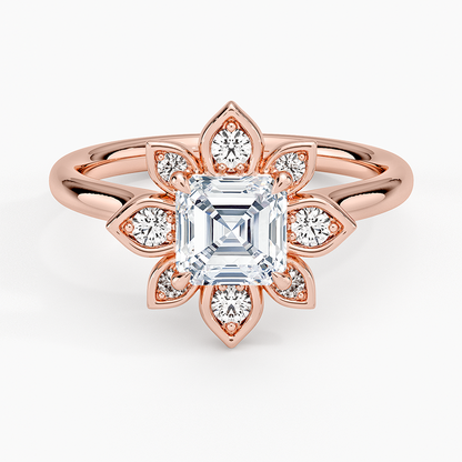1,30 Karat Asscher Halo Tasarım Tektaş Laboratuvar Pırlanta Yüzük 18K - Solara - Bold Diamonds