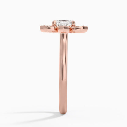 1,30 Karat Asscher Halo Tasarım Tektaş Laboratuvar Pırlanta Yüzük 18K - Solara - Bold Diamonds