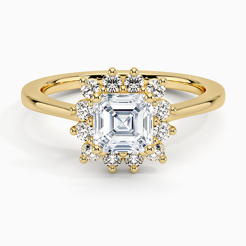 1,30 Karat Asscher Halo Tasarım Tektaş Laboratuvar Pırlanta Yüzük 18K -Vespera - Bold Diamonds