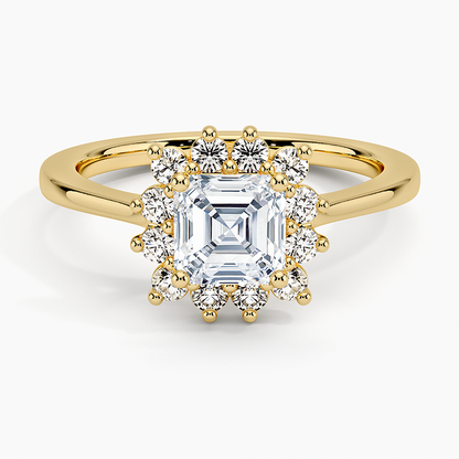 1,30 Karat Asscher Halo Tasarım Tektaş Laboratuvar Pırlanta Yüzük 18K -Vespera - Bold Diamonds