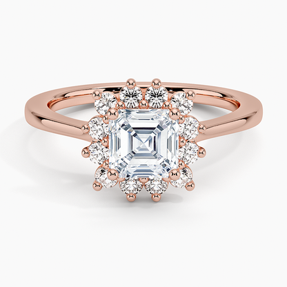 1,30 Karat Asscher Halo Tasarım Tektaş Laboratuvar Pırlanta Yüzük 18K -Vespera - Bold Diamonds