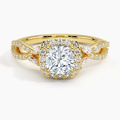 1.30 Karat Cushion Halo Tasarım Tektaş Laboratuvar Pırlanta Yüzük 18K -Coronae - Bold Diamonds