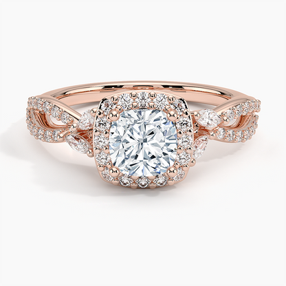 1.30 Karat Cushion Halo Tasarım Tektaş Laboratuvar Pırlanta Yüzük 18K -Coronae - Bold Diamonds
