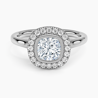 1,30 Karat Cushion Halo Tasarım Tektaş Laboratuvar Pırlanta Yüzük 18K  - Eterna - Bold Diamonds