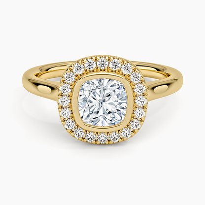 1,30 Karat Cushion Halo Tasarım Tektaş Laboratuvar Pırlanta Yüzük 18K  - Eterna - Bold Diamonds
