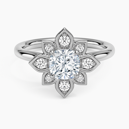 1,30 Karat Cushion Halo Tasarım Tektaş Laboratuvar Pırlanta Yüzük 18K - Solara - Bold Diamonds