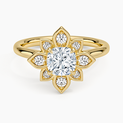 1,30 Karat Cushion Halo Tasarım Tektaş Laboratuvar Pırlanta Yüzük 18K - Solara - Bold Diamonds