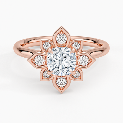 1,30 Karat Cushion Halo Tasarım Tektaş Laboratuvar Pırlanta Yüzük 18K - Solara - Bold Diamonds
