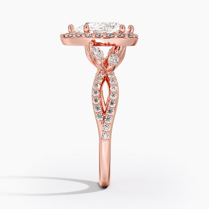 1.30 Karat Damla Halo Tasarım Tektaş Laboratuvar Pırlanta Yüzük 18K -Coronae - Bold Diamonds