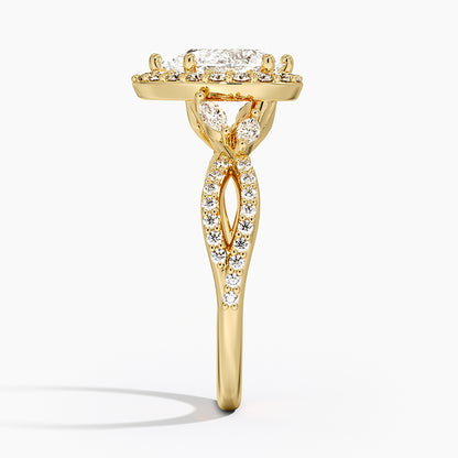 1.30 Karat Damla Halo Tasarım Tektaş Laboratuvar Pırlanta Yüzük 18K -Coronae - Bold Diamonds