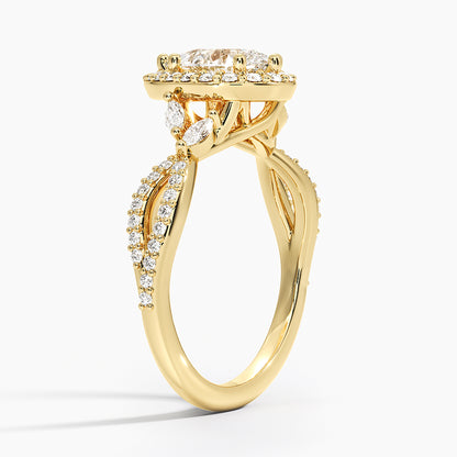 1.30 Karat Damla Halo Tasarım Tektaş Laboratuvar Pırlanta Yüzük 18K -Coronae - Bold Diamonds