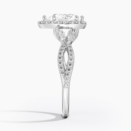 1.30 Karat Damla Halo Tasarım Tektaş Laboratuvar Pırlanta Yüzük 18K -Coronae - Bold Diamonds