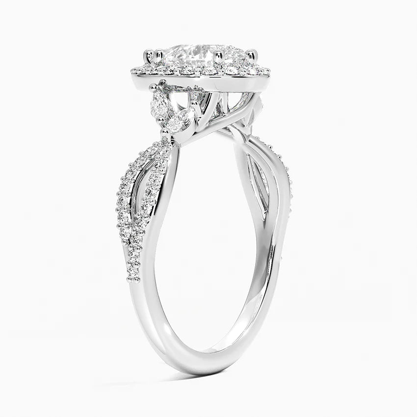1.30 Karat Damla Halo Tasarım Tektaş Laboratuvar Pırlanta Yüzük 18K -Coronae - Bold Diamonds