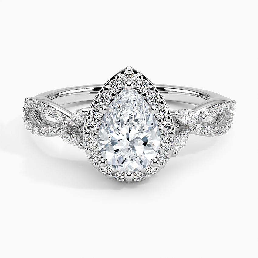 1.30 Karat Damla Halo Tasarım Tektaş Laboratuvar Pırlanta Yüzük 18K -Coronae - Bold Diamonds