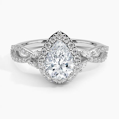 1.30 Karat Damla Halo Tasarım Tektaş Laboratuvar Pırlanta Yüzük 18K -Coronae - Bold Diamonds