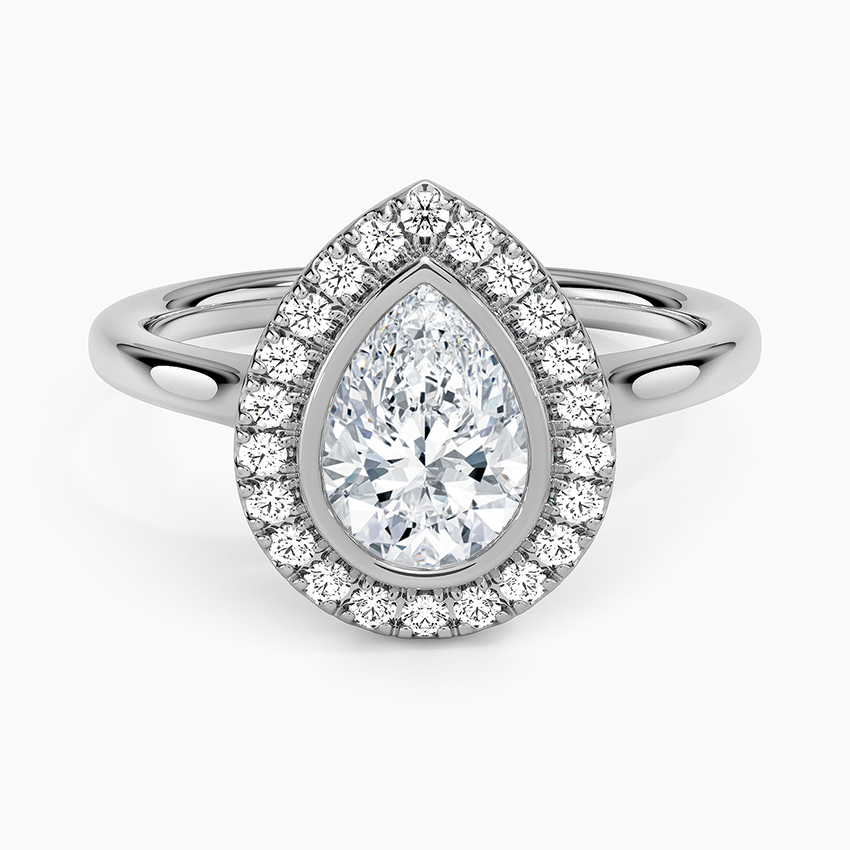 1,30 Karat Damla Halo Tasarım Tektaş Laboratuvar Pırlanta Yüzük 18K - Eterna - Bold Diamonds