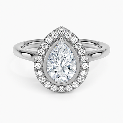 1,30 Karat Damla Halo Tasarım Tektaş Laboratuvar Pırlanta Yüzük 18K - Eterna - Bold Diamonds