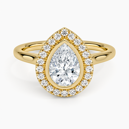 1,30 Karat Damla Halo Tasarım Tektaş Laboratuvar Pırlanta Yüzük 18K - Eterna - Bold Diamonds