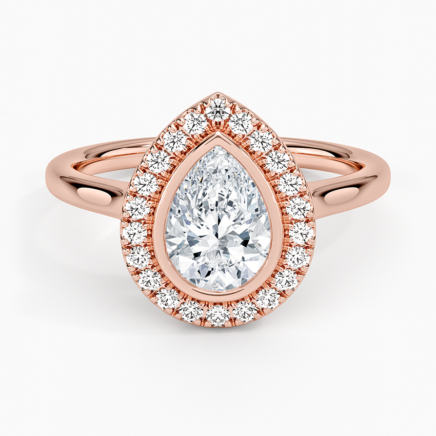 1,30 Karat Damla Halo Tasarım Tektaş Laboratuvar Pırlanta Yüzük 18K - Eterna - Bold Diamonds