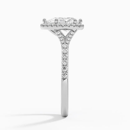 1,30 Karat Damla Halo Tasarım Tektaş Laboratuvar Pırlanta Yüzük 18K -Novara - Bold Diamonds