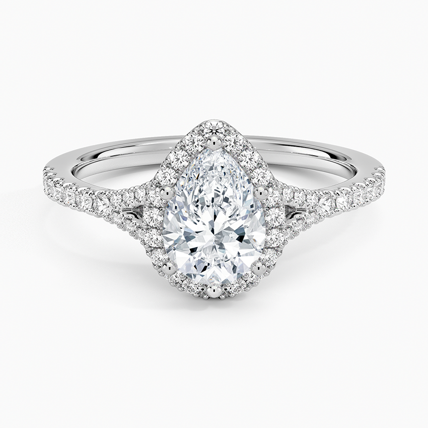 1,30 Karat Damla Halo Tasarım Tektaş Laboratuvar Pırlanta Yüzük 18K -Novara - Bold Diamonds
