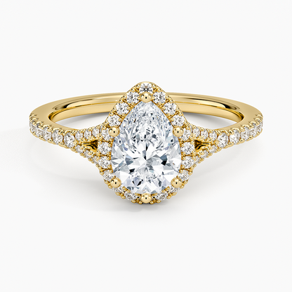 1,30 Karat Damla Halo Tasarım Tektaş Laboratuvar Pırlanta Yüzük 18K -Novara - Bold Diamonds