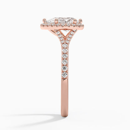 1,30 Karat Damla Halo Tasarım Tektaş Laboratuvar Pırlanta Yüzük 18K -Novara - Bold Diamonds