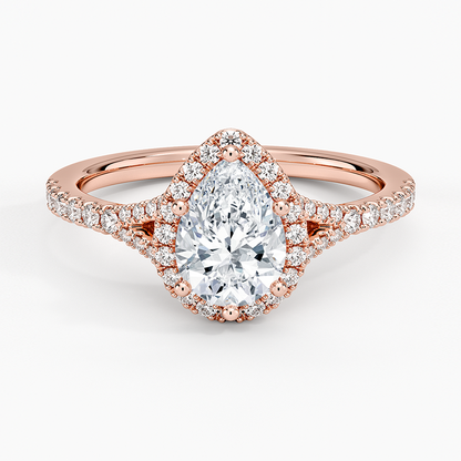 1,30 Karat Damla Halo Tasarım Tektaş Laboratuvar Pırlanta Yüzük 18K -Novara - Bold Diamonds