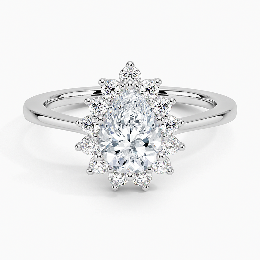 1,30 Karat Damla Halo Tasarım Tektaş Laboratuvar Pırlanta Yüzük 18K -Vespera - Bold Diamonds