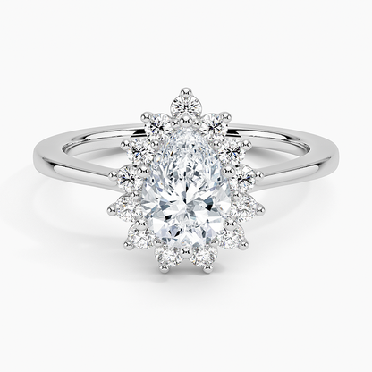 1,30 Karat Damla Halo Tasarım Tektaş Laboratuvar Pırlanta Yüzük 18K -Vespera - Bold Diamonds