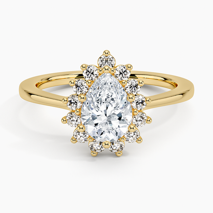 1,30 Karat Damla Halo Tasarım Tektaş Laboratuvar Pırlanta Yüzük 18K -Vespera - Bold Diamonds